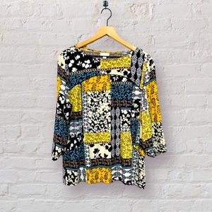 J Jill Floral Patchwork Blouse Size L